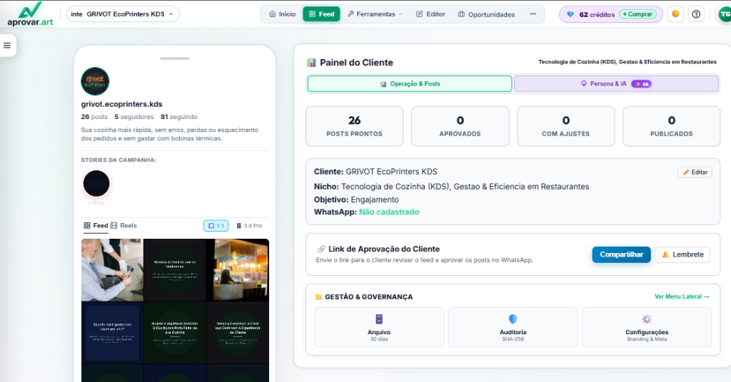Painel do Cliente e Aprovação